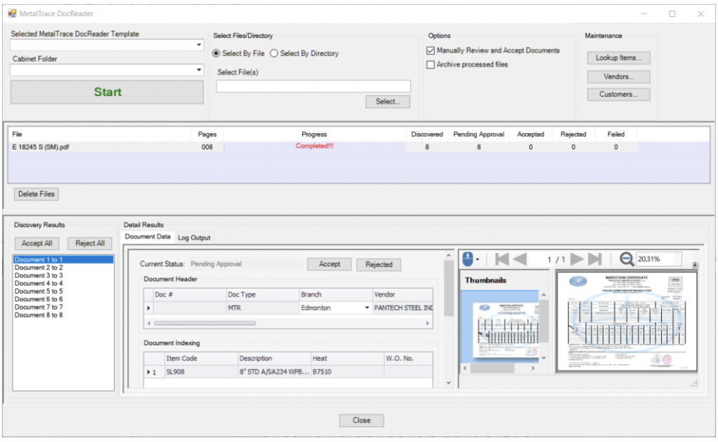 DocReader™ screenshot of software